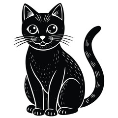 black cat sitting vector icon