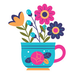 Flowers Vector Illustration. Flat Minimal Design. Editable Illustration for Web, Mobile, Print