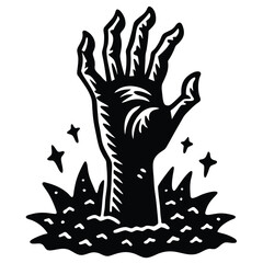 zombie hand rising from ground vector icon