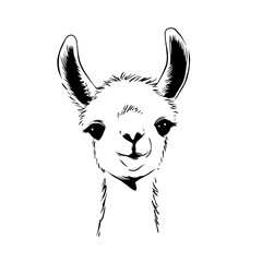 llama. llama simple black and white line art vector logo