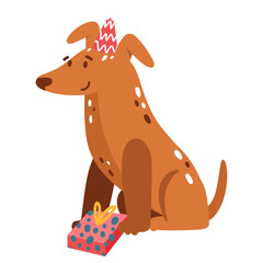 Dog Vector Illustration. Flat Minimal Design. Editable Illustration for Web, Mobile, Print
