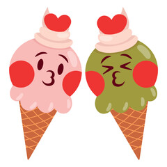 Ice Cream Vector Illustration. Flat Minimal Design. Editable Illustration for Web, Mobile, Print