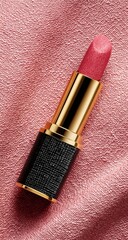 A luxe lipstick on a blush-pink fabric