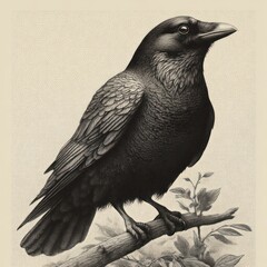Detailed illustration of raven