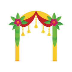 Banana Tree Gate with Colorful Flower Garlands  
