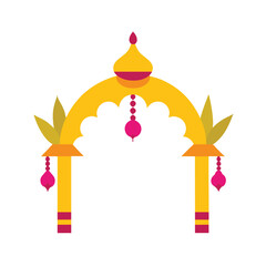 Banana Tree Wedding Gate with Traditional Lamps  