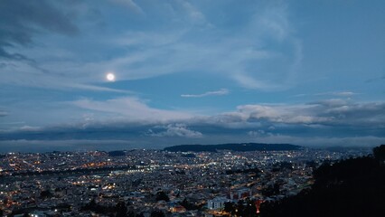 clouds over the city at dusk