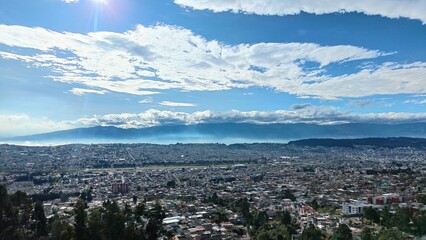 landscape with andes mountains of south america city quito