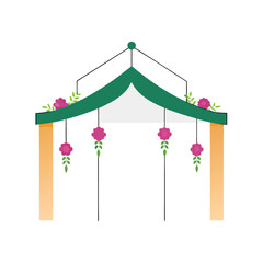 Wedding Hall Mockup with Hanging Floral Ceiling  