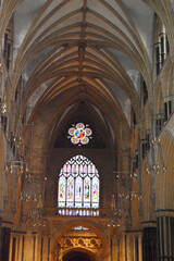 Fototapeta premium Stained glass window at Lincoln Cathedral, Lincolnshire, Great Britain