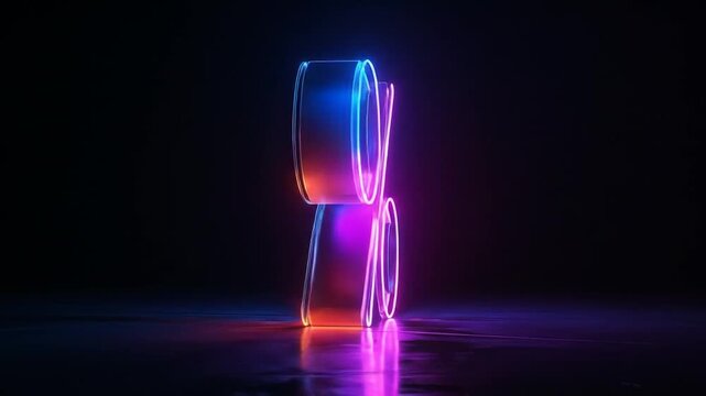 Neon Percentage Sign Glowing Brightly.