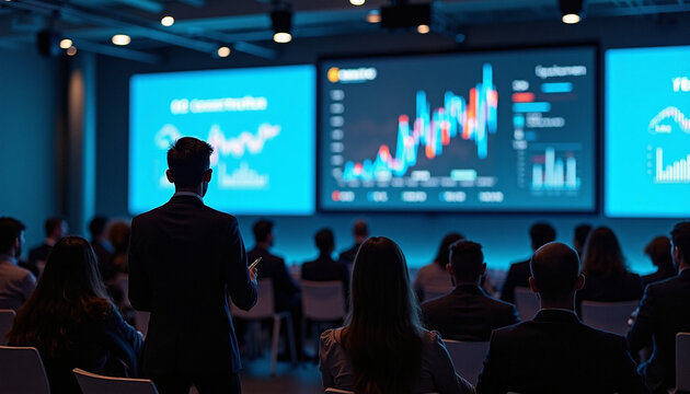 Professional Business Conference with Speaker and Engaged Audience