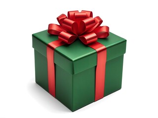 Obraz premium A beautiful green gift box with vibrant red ribbon, perfect for Christmas presents, birthday surprises, or celebrations of any kind