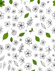 Floral pattern with leaves