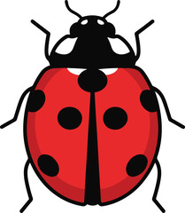 Obraz premium A vibrant pixel art illustration of a ladybug, featuring a red body with black spots, black head, and thin legs. This digital artwork is suitable for various creative projects.