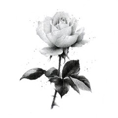 Elegant monochrome rose illustration