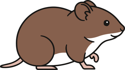  A charming brown vole, rendered in pixel art style, sits against a stark white background. Its tiny paws and expressive eyes are detailed despite the pixelated aesthetic.