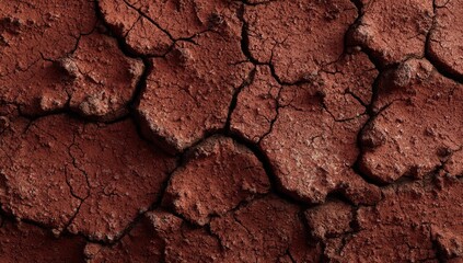 Close-up of cracked, reddish-brown earth
