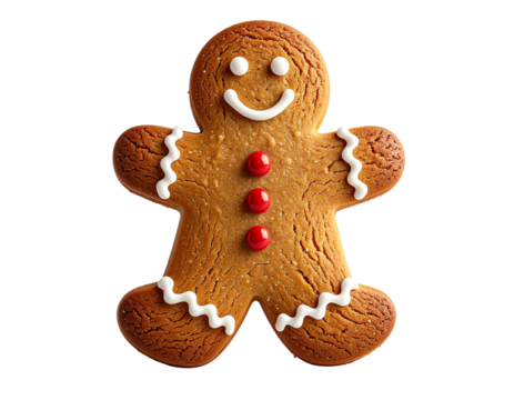 Gingerbread man cookie isolated on transparent background - Powered by Adobe