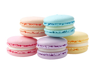 Fototapeta premium Colorful macarons isolated on transparent background png christmas