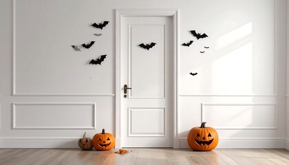 Halloween Decor in a White Room