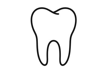 Clean tooth outline icon for dental care and stomatology. Simple linear vector symbol for dentist logo, web design, or health app. Oral hygiene and medicine illustration.
