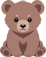  A digital illustration of a brown bear cub sitting on a white background. The bear is depicted in a pixel art style, with a simple yet expressive design.