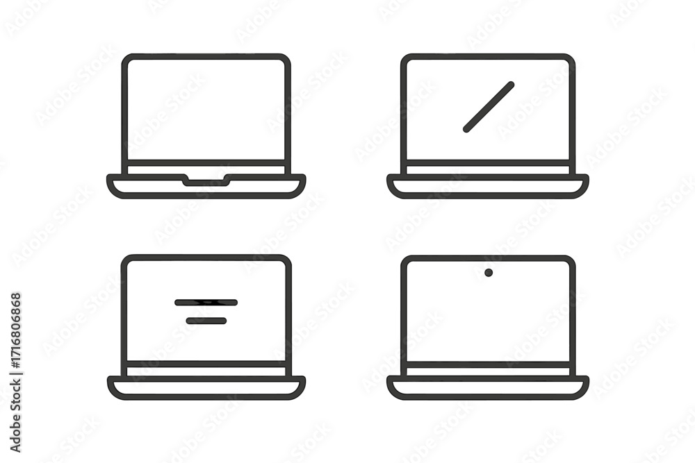 Fototapete set of minimalist laptop icons in a linear style. vector notebook computer symbols. modern device pi