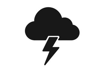 Lightning bolt and cloud icon. Storm, thunder, and electricity concept. Weather forecast symbol. Simple flat vector illustration for apps, web, and graphic design projects.