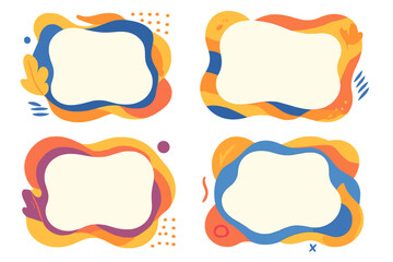 Collection of abstract liquid shape frames. Trendy papercut design banners. Set of colorful vector backgrounds with blank space for text. Modern creative graphic elements.