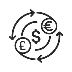 Currency Exchange and Financial Cycle Icon Isolated on White Background