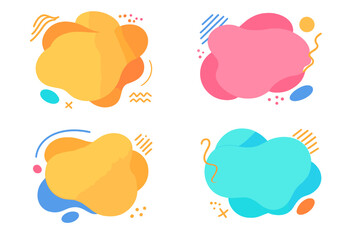 Abstract liquid shape set. Modern colorful fluid gradient banners. Dynamic amoeba blob elements for promotion background, social media post, sticker, and label design.