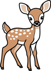 A charming illustration of a young white-tailed deer, rendered in a pixel art style. 