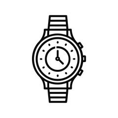 Minimalist Analog Wristwatch Illustration Isolated on White Background
