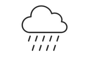 Rain cloud outline icon for weather forecast. Simple vector line art illustration. Minimalist symbol for meteorology, storm, and rainy day concept. Graphic for web and apps.