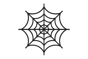 Simple spiderweb line icon, cobweb vector graphic. Halloween spooky decoration element. Scary horror or gothic design concept. Abstract network trap symbol isolated.