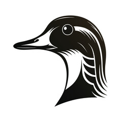 Silhouette profile of a duck head with beak