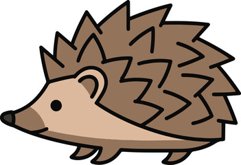 A charming illustration of a hedgehog, depicted in a simple cartoon style.