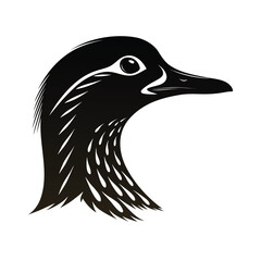 Profile silhouette of a duck head with beak