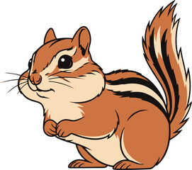 providing a clean focus on the foreground subject. The foreground features a pixel art illustration of a chipmunk. 