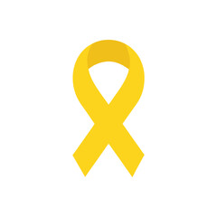 yellow awareness ribbon symbol on white background