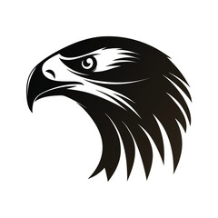 Sharp curved beak falcon head silhouette for banners and advertisements