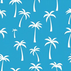 Fototapeta premium Palm tree pattern on a bright blue background