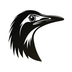 Giant flightless bird head silhouette for advertising
