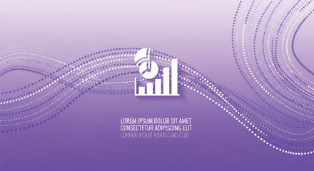 Vector art of abstract purple wavy lines with financial graph icon