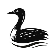 Graceful duck swimming silhouette illustration