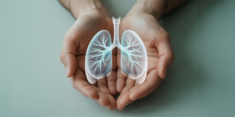 Human lungs in hands, concept of healthy lungs, respiratory system, world tuberculosis day, world no tobacco day, pneumonia, bronchitis, asthma