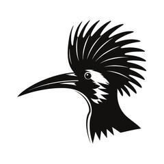 Hoopoe bird head silhouette with crest and beak