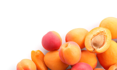 Sweet apricots on white background