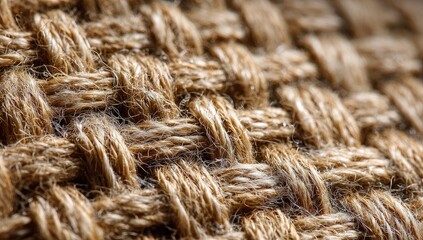 Fototapeta premium Close-up burlap texture, woven fibers, studio shot, background blurred